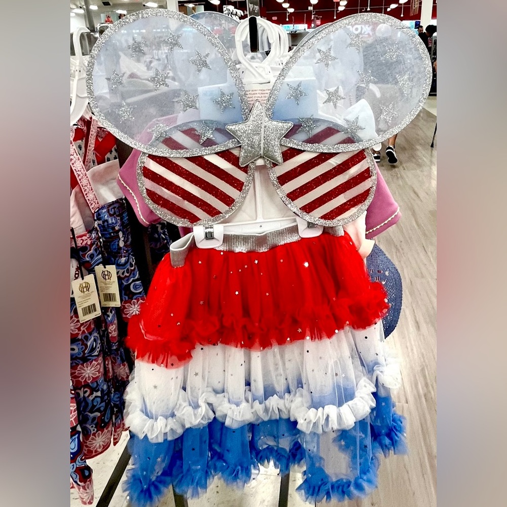 Cynthia Rowley Patriotic Girls sz 6/7 yrs top tutu skirt & wings costume set NWT